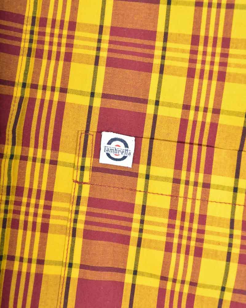 Lambretta Men's RWIS1472 SS Check Shirt Burgundy / Gold