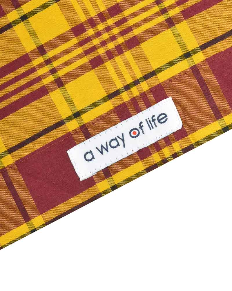 Lambretta Men's RWIS1472 SS Check Shirt Burgundy / Gold