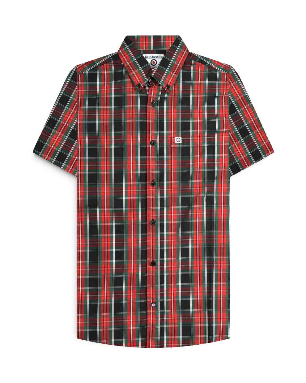 Lambretta Men's RWIS1473 SS Check Shirt Black / Red / Green