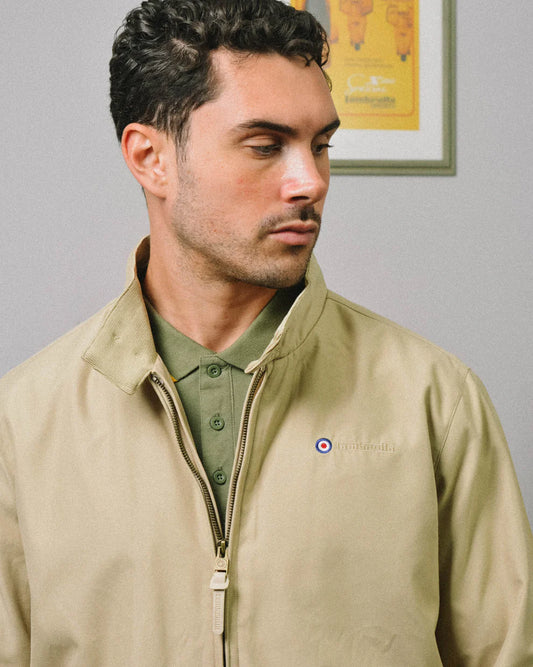 Lambretta Men's LMBBHH1 Shower Resistant Classic Harrington Jacket Stone