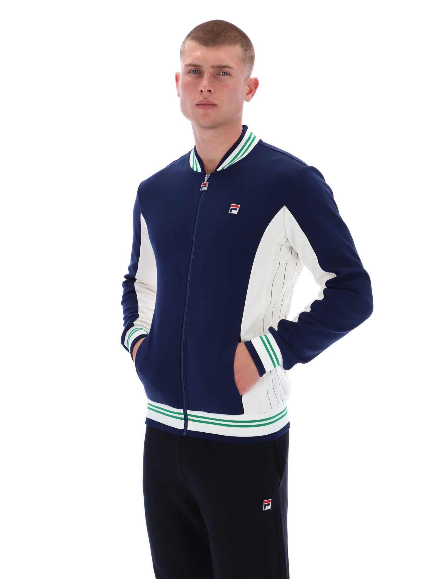 Fila Vintage Men's Settanta 2 Track Top Fila Navy / Gardenia / Green