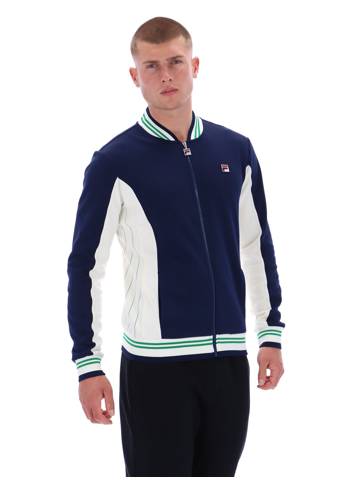 Fila Vintage Men's Settanta 2 Track Top Fila Navy / Gardenia / Green