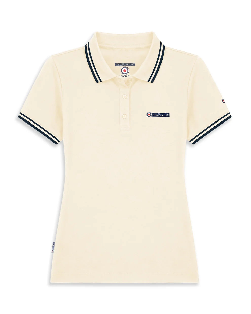 Lambretta Ladies SS0983 Twin Tipped Polo Shirt Ecru / Navy