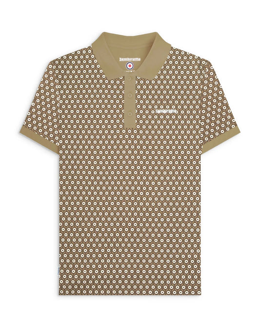 Lambretta SS1229 Geo Roundel Polo Shirt Lead Grey