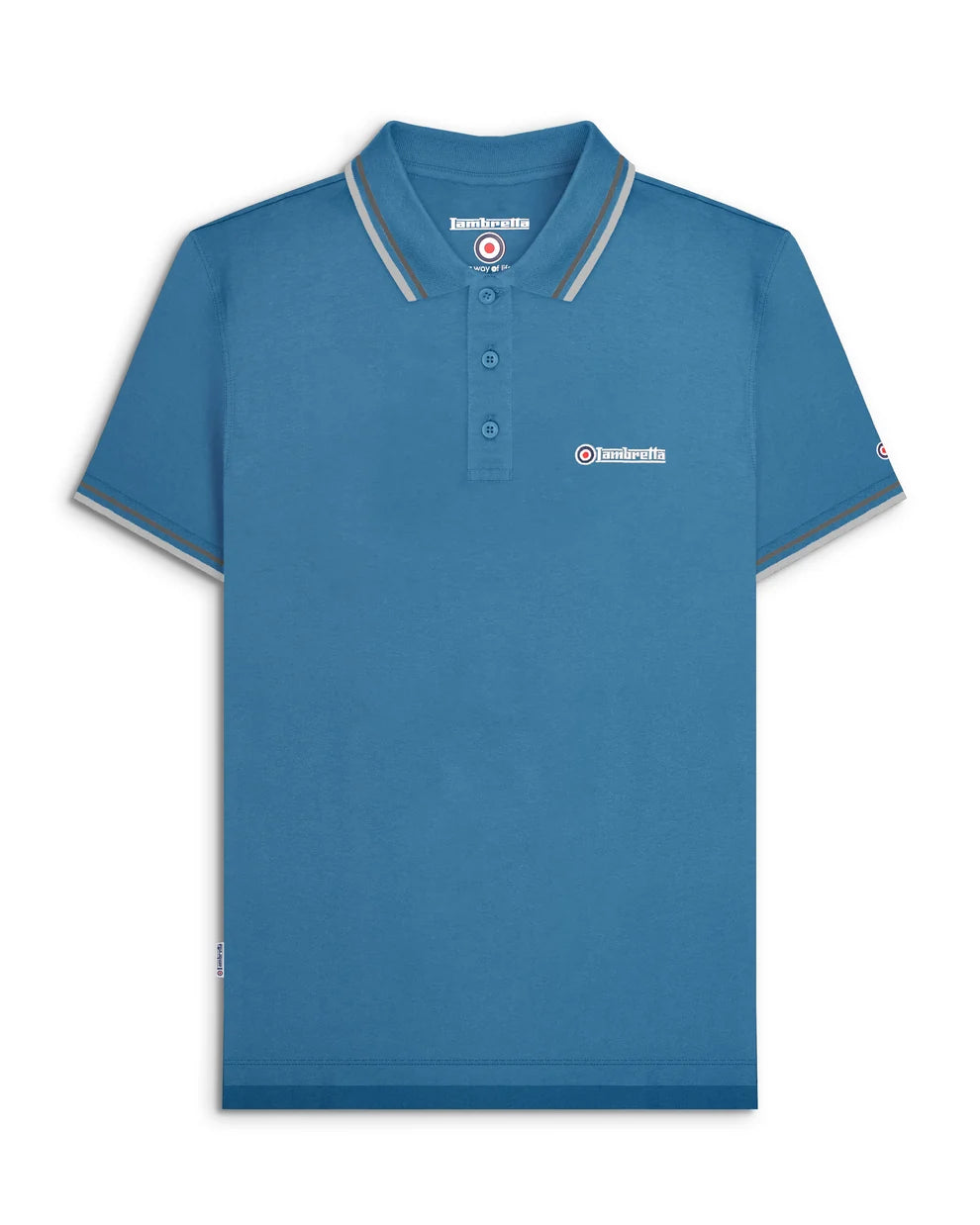 Lambretta SS1608 Twin Tipped Polo Shirt Dark Blue / Thunderstorm / Grey