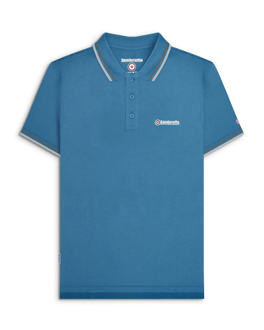 Lambretta SS1608 Twin Tipped Polo Shirt Dark Blue / Thuderstorm / Grey