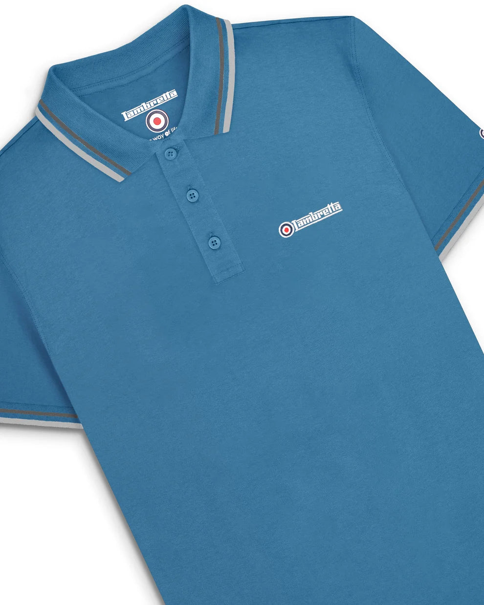 Lambretta SS1608 Twin Tipped Polo Shirt Dark Blue / Thunderstorm / Grey