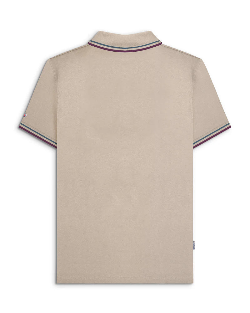 Lambretta Men's SS1608 Twin Tipped Polo Shirt Stone / Moonlit Ocean / Winter Bloom