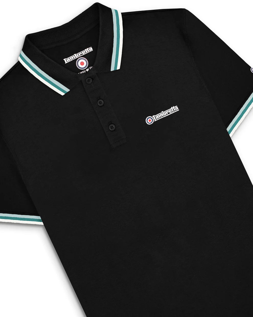 Lambretta Men's SS1650 Triple Tipped Polo Shirt Black / Celestial / Dark Blue / Jet