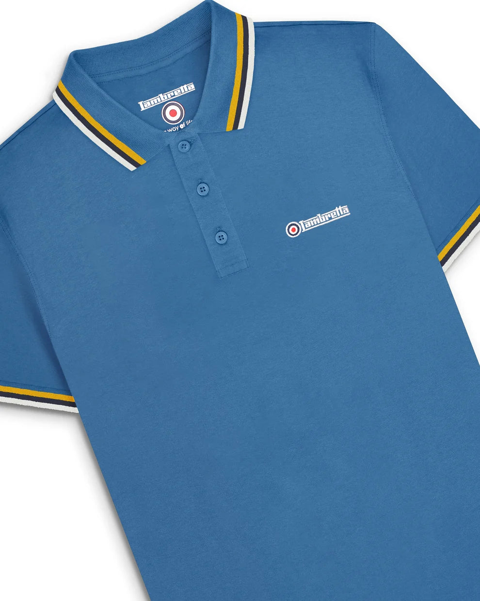 Lambretta Men's SS1650 Triple Tipped Polo Shirt Dark Blue / Gold / Navy / Jet Stream