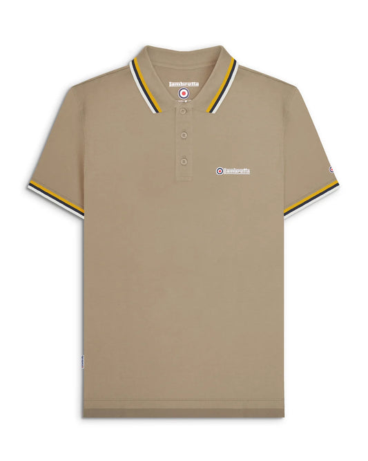 Lambretta Men's SS1650 Triple Tipped Polo Shirt Lead Grey / Gold / Navy / Jet Stream