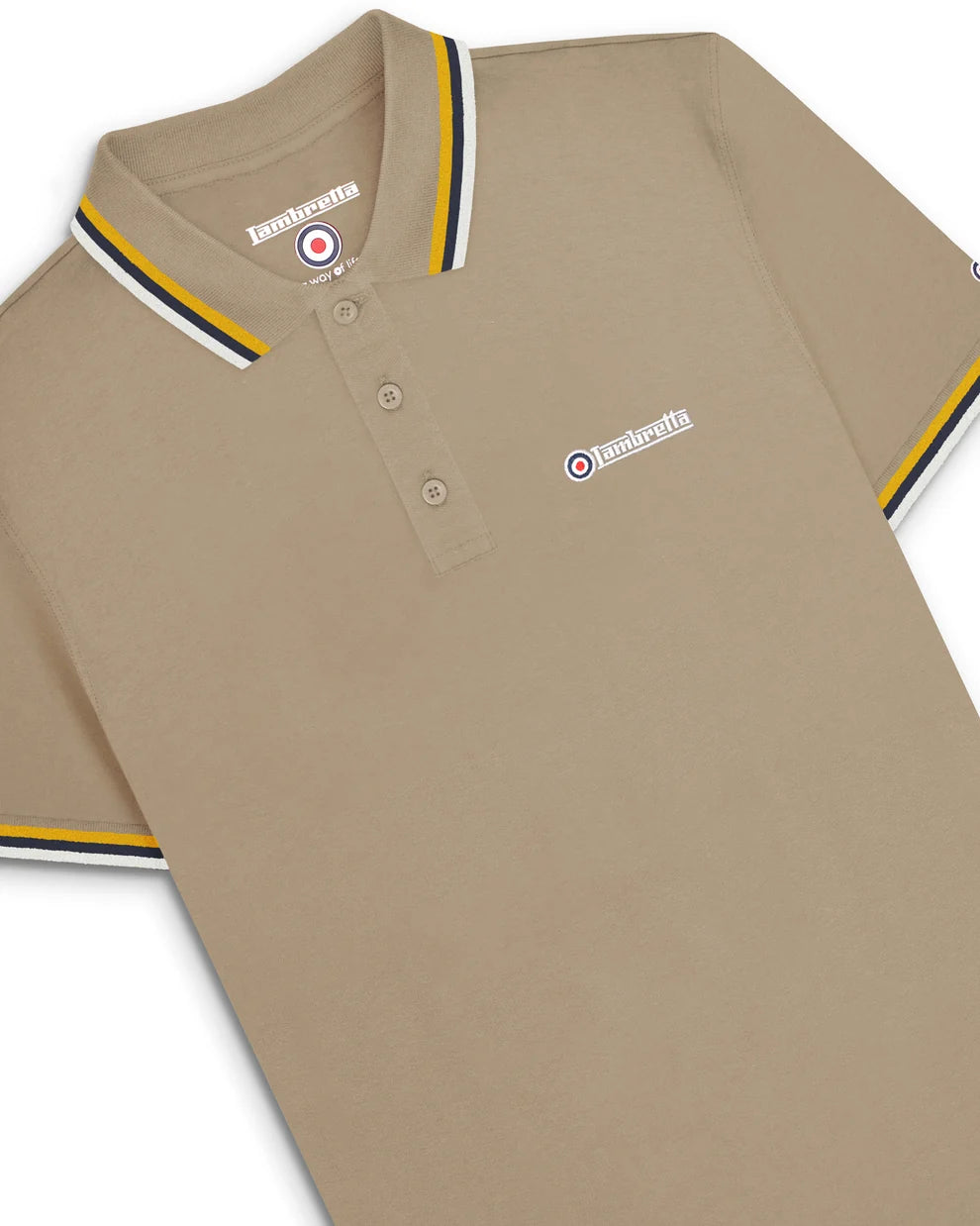 Lambretta Men's SS1650 Triple Tipped Polo Shirt Lead Grey / Gold / Navy / Jet Stream