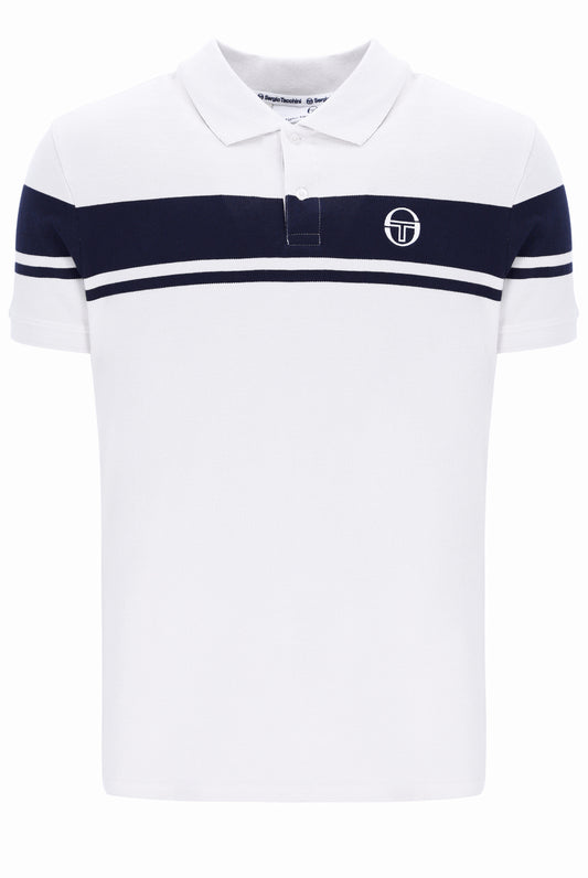 Sergio Tacchini Men's STM14554 SS Young Line Polo Shirt White / Maritime Blue