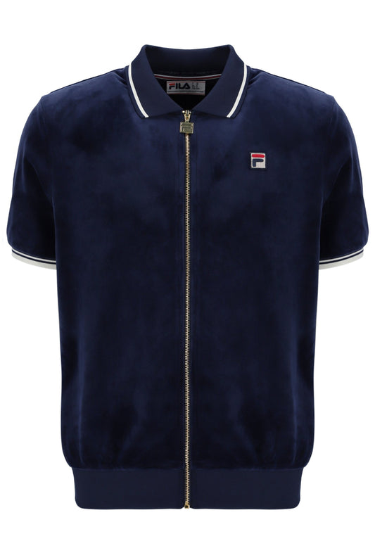 Fila Vintage Men's Terry Velour Polo Shirt Fila Navy