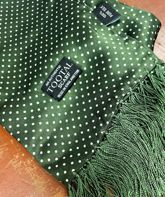 Tootal Men's TL3805 Polka Dot Print Silk Scarf Parka Green