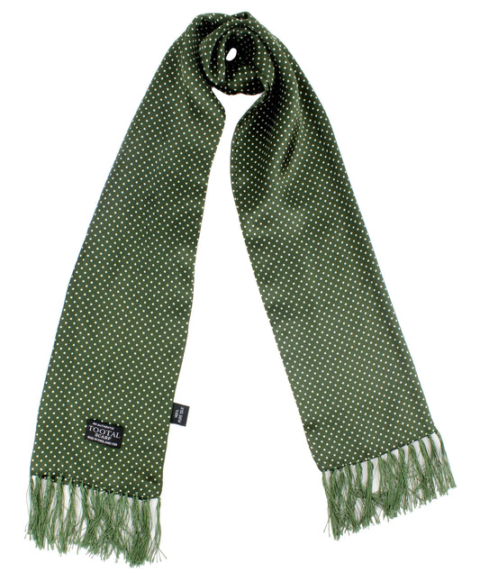 Tootal Men's TL3805 Polka Dot Print Silk Scarf Parka Green