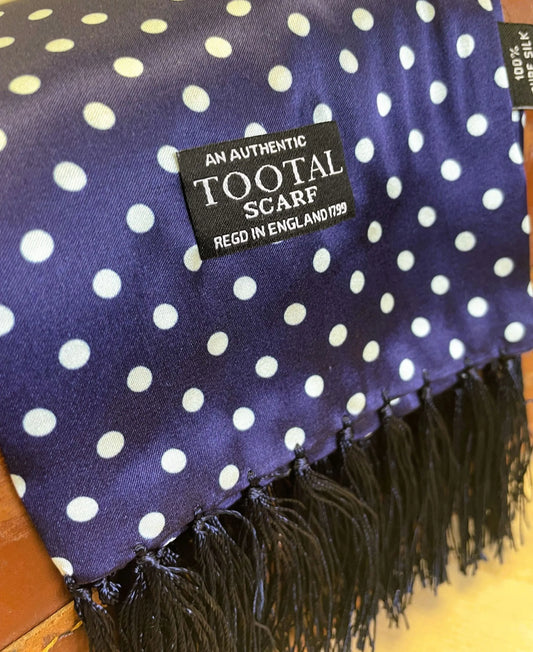 Tootal Men's TV1807 Large Polka Dot Print Silk Scarf Navy Blue
