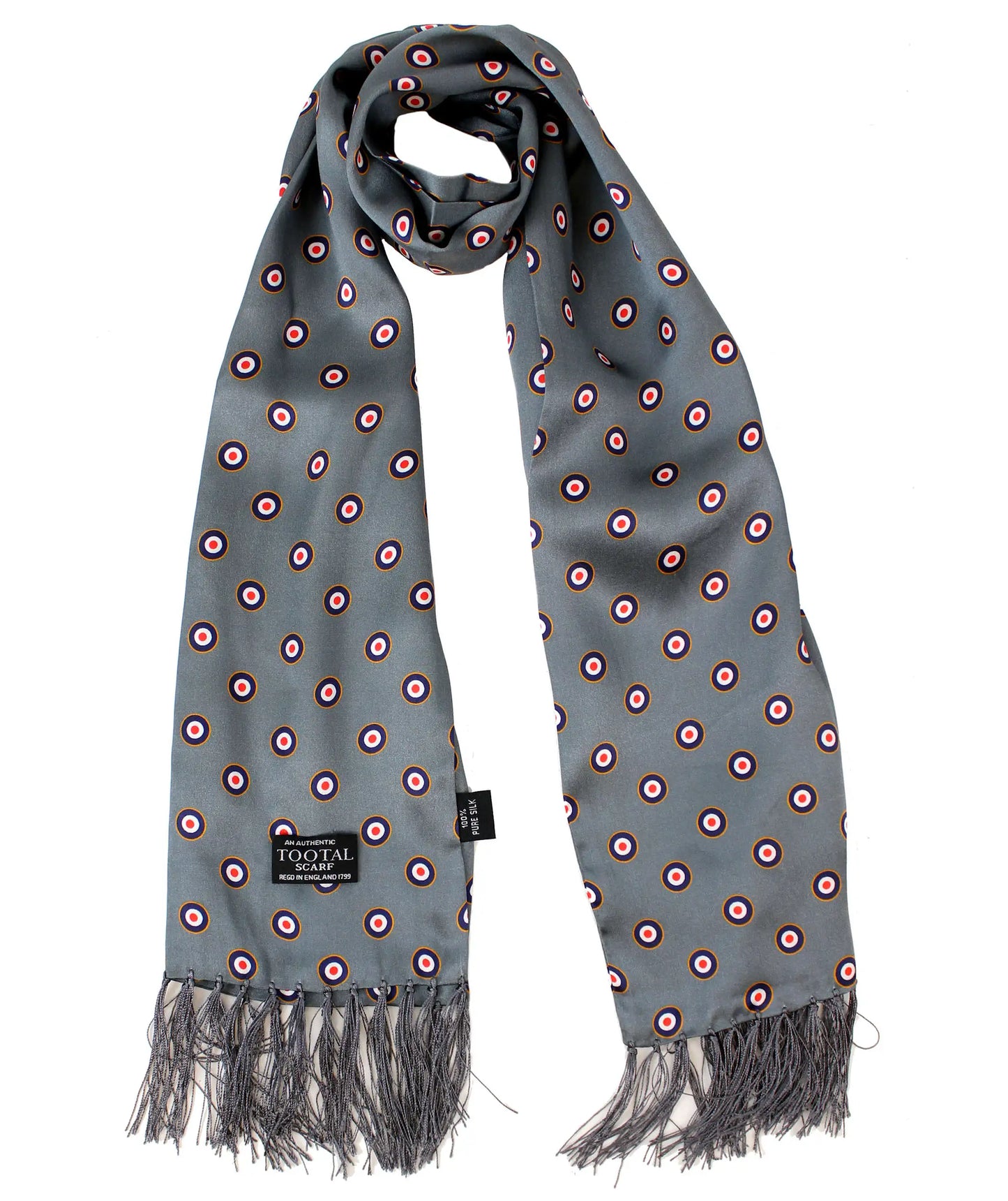 Tootal Men's TV2915 Mod Roundal Target Silk Scarf Gunmetal Grey