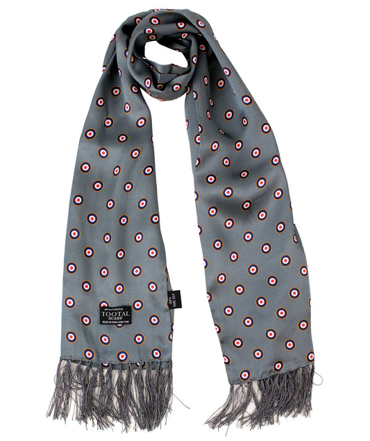 Tootal Men's TV2915 Mod Roundal Target Silk Scarf Gunmetal Grey