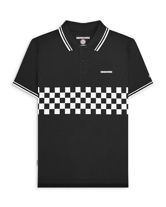 Lambretta Men's SS9107 Two Tone Panel Polo Shirt Black White