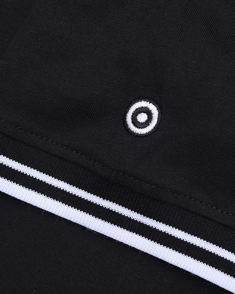 Lambretta Men's SS9107 Two Tone Panel Polo Shirt Black White