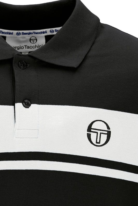 Sergio Tacchini Men's STM14554 SS Young Line Polo Shirt Black / White