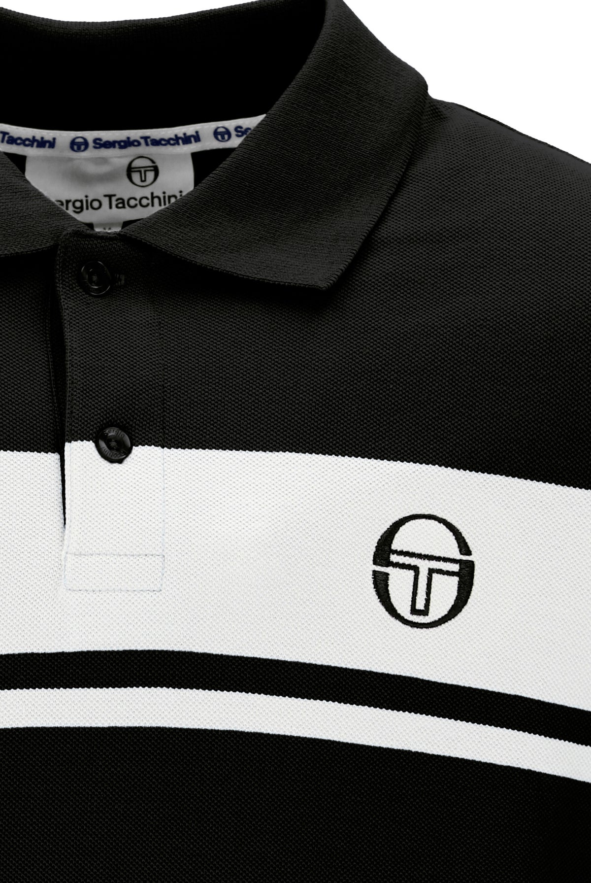 Sergio Tacchini STM14554 SS Young Line Polo Shirt Black / White
