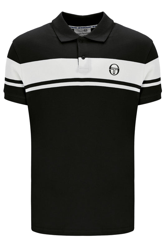 Sergio Tacchini Men's STM14554 SS Young Line Polo Shirt Black / White