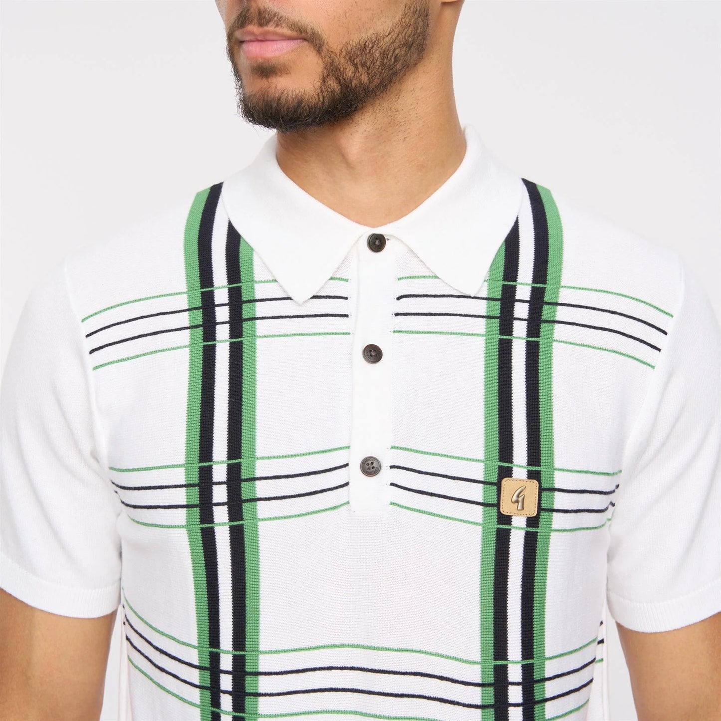Gabicci Vintage Men's V54GM01 Miller SS Check Polo Shirt White