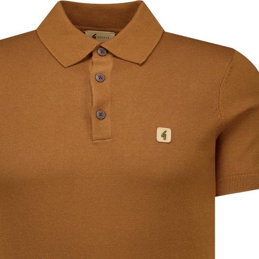 Gabicci Vintage Men's V19GK04 Jackson SS Knit Polo Shirt Walnut Brown