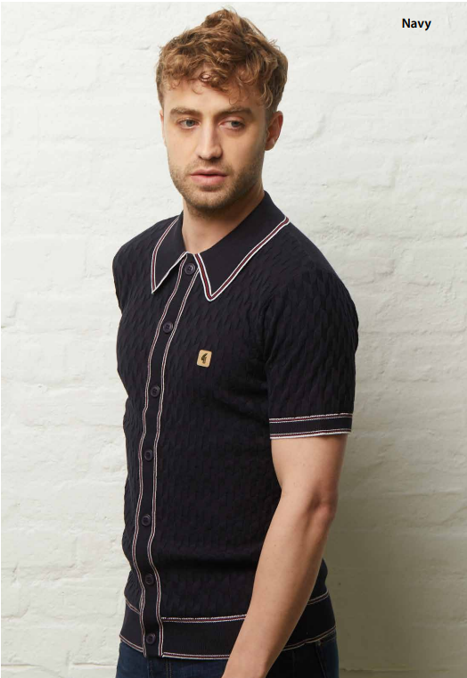 Gabicci Vintage Men's V54GM14 Shaun SS Polo Shirt Navy Blue