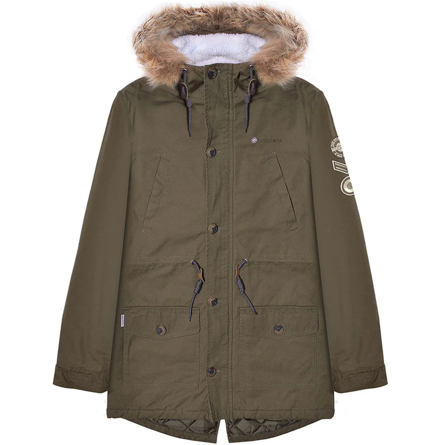 Lambretta Men's SS6252 Sherpa Lined Parka Coat Khaki Green