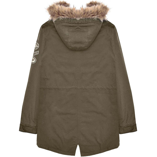 Lambretta Men's SS6252 Sherpa Lined Parka Coat Khaki Green