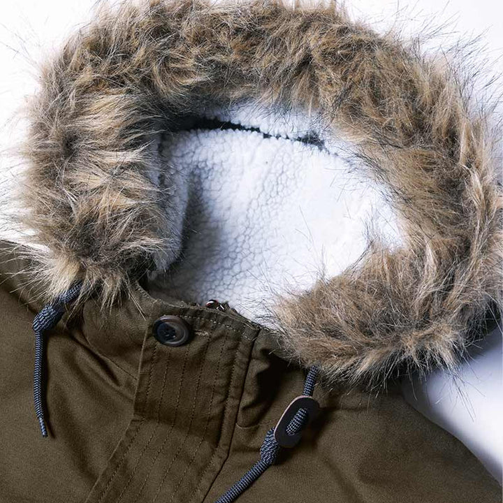 Lambretta Men's SS6252 Sherpa Lined Parka Coat Khaki Green