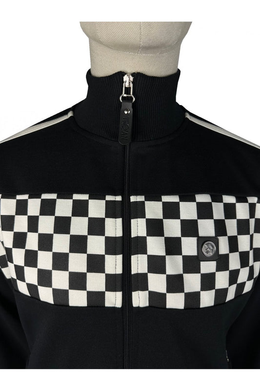 Trojan Records Men's TR9054 Chequerboard Track Top Black