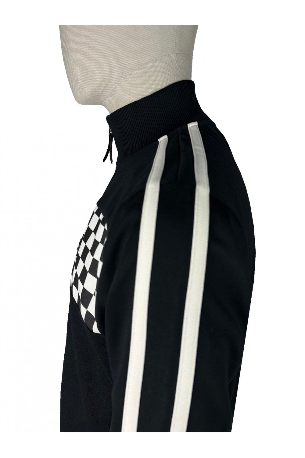 Trojan Records Men's TR9054 Chequerboard Track Top Black