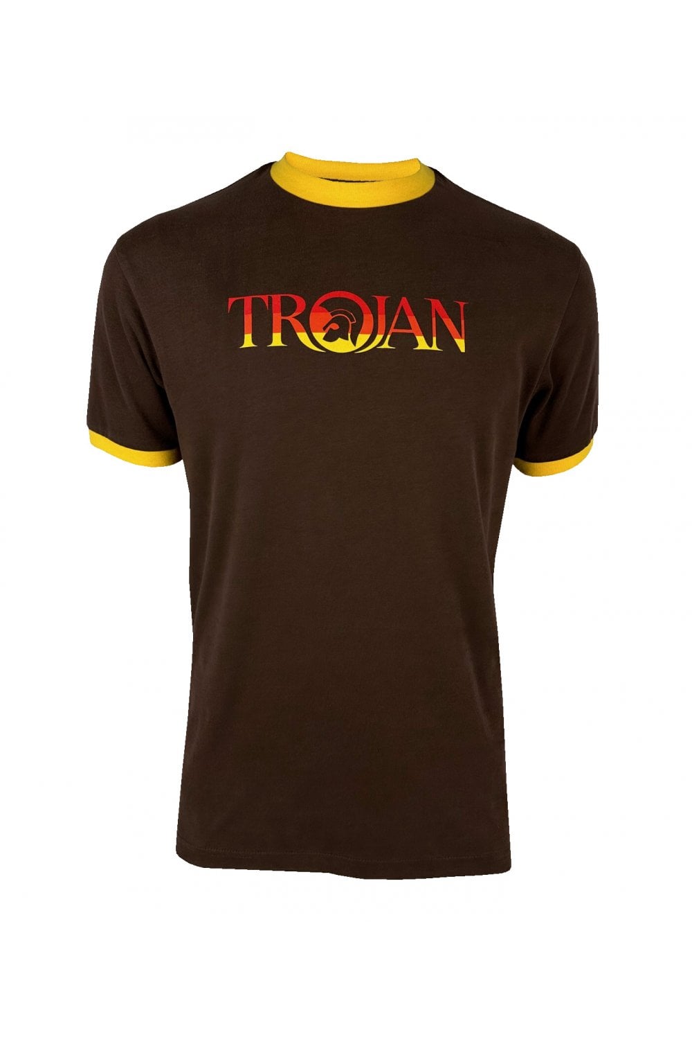 Trojan Records Men's TC1014 Logo Ringer T Shirt Chocolate Brown