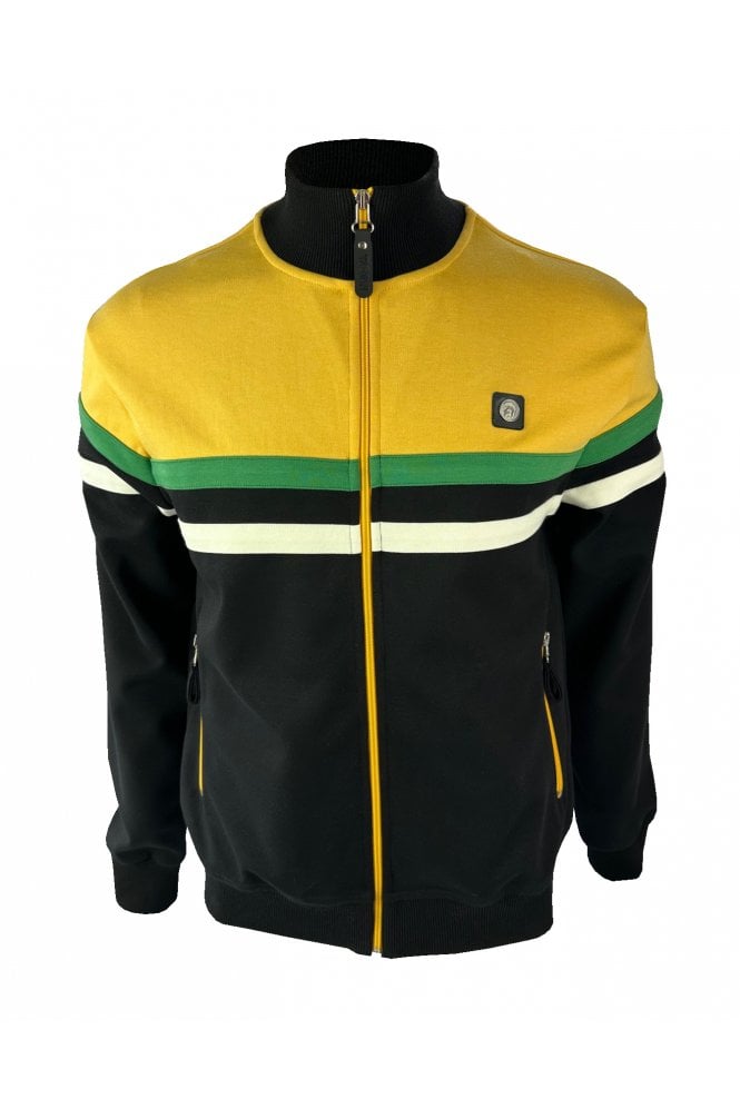 Trojan Records Men's TR9000 Panel Stripe Track Top Black