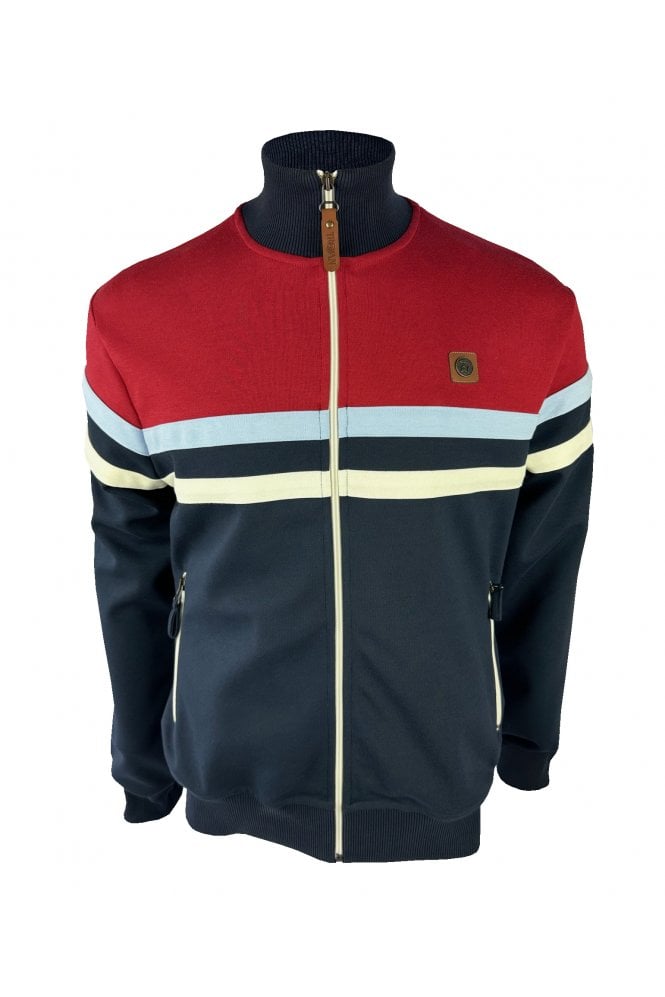 Trojan Records Men's TR9000 Panel Stripe Track Top Navy Blue