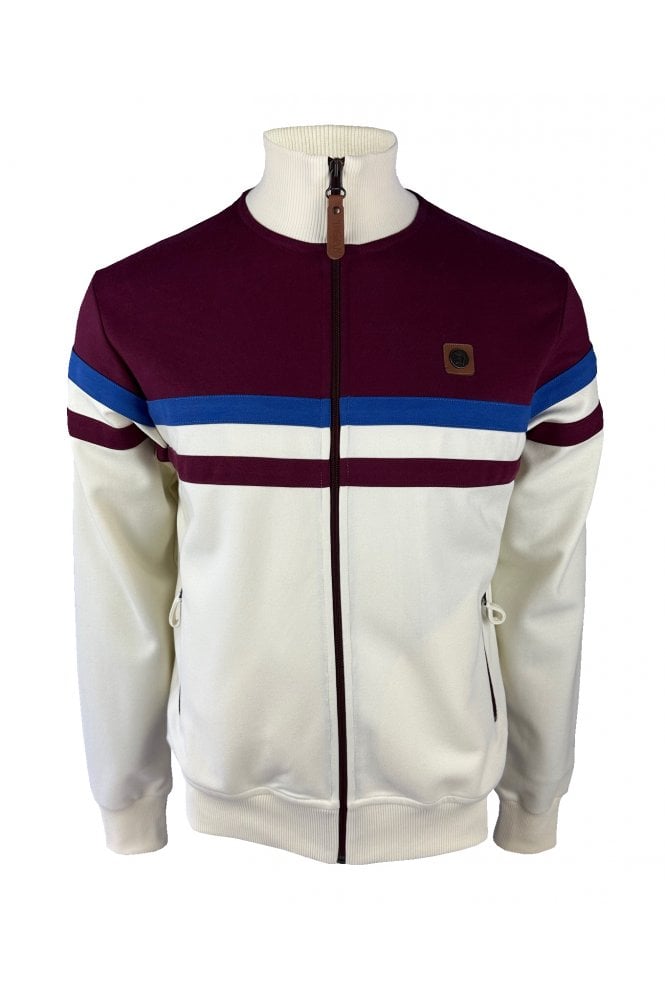 Trojan Records Men's TR9000 Panel Stripe Track Top Ecru