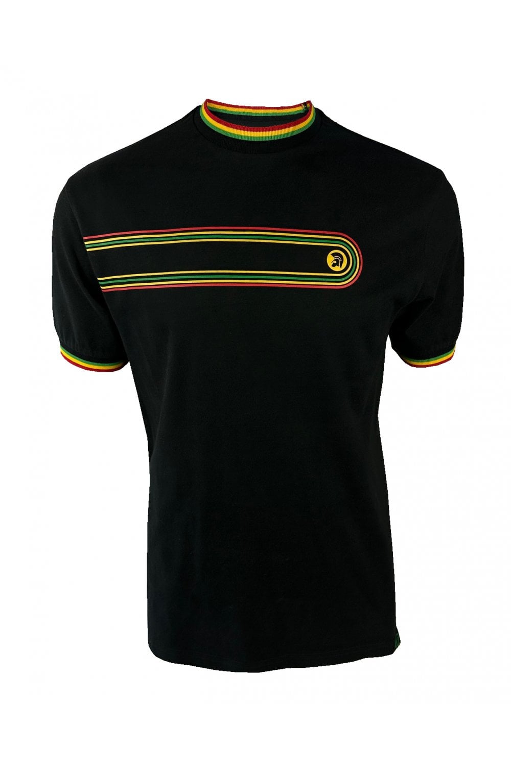 Trojan Records Men's TR9037 Retro Print Ringer Tee Shirt Black