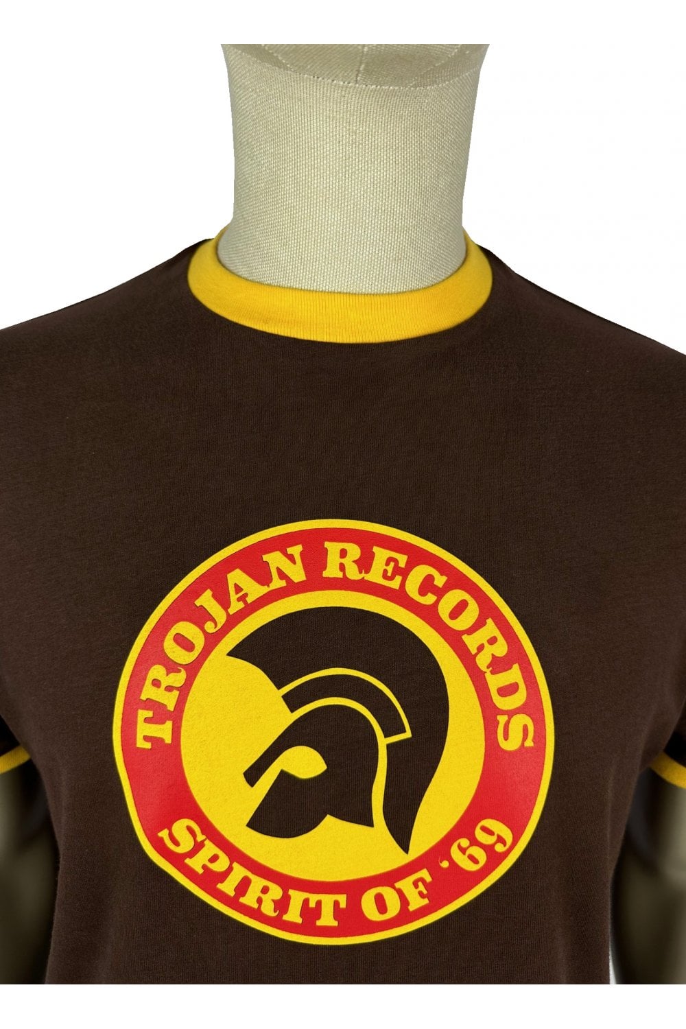 Trojan Records Men's TC1006 Spirit Of '69 Logo Tee Shirt Chocolate Brown