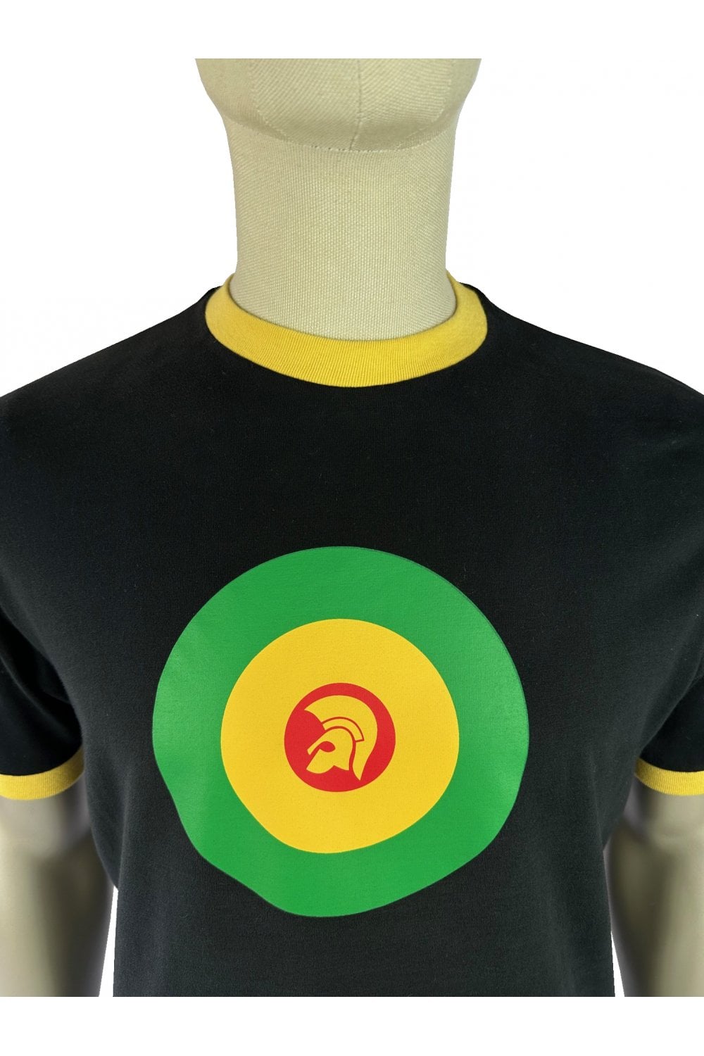 Trojan Records Men's TR9036 Target Ringer Tee Shirt Black