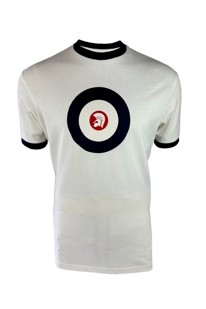 Trojan Records Men's TR9036 Target Ringer Tee Shirt Ecru