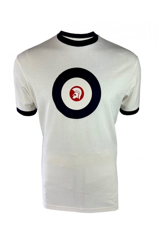 Trojan Records Men's TR9036 Target Ringer Tee Shirt Ecru