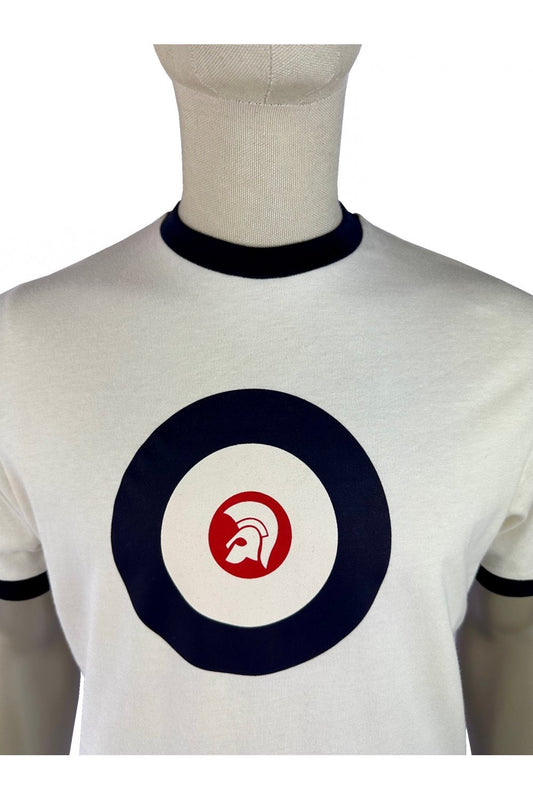 Trojan Records Men's TR9036 Target Ringer Tee Shirt Ecru