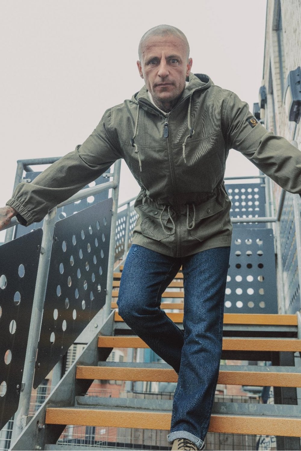 Trojan Records Men's TC1053 Twill Badged Parka Coat Army Green