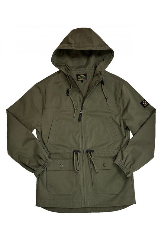 Trojan Records Men's TC1053 Twill Badged Parka Coat Army Green