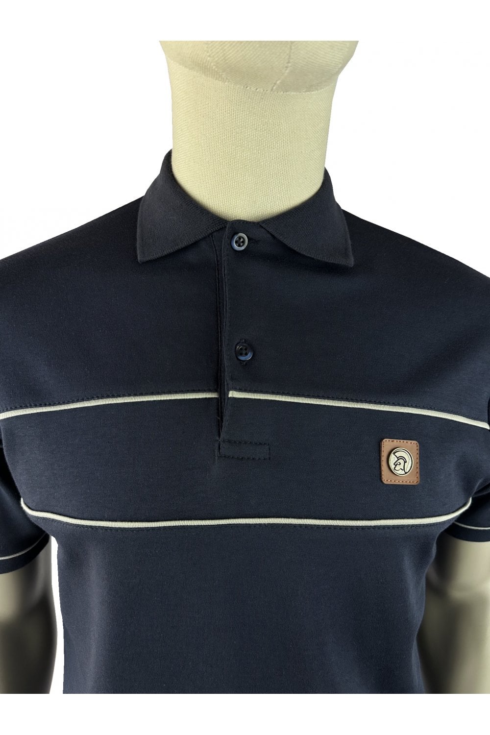 Trojan Records TR9127 Twin-Piped Plain Polo Shirt Navy Blue