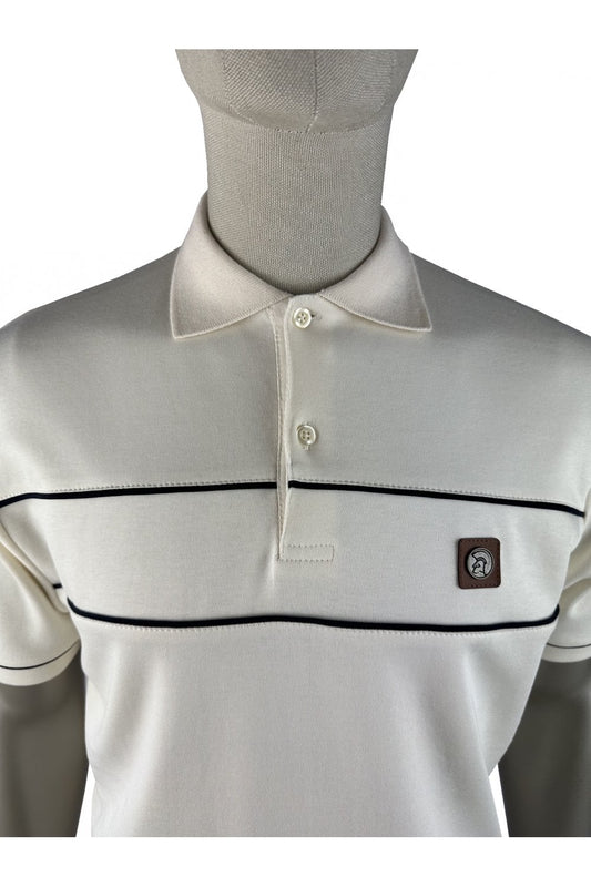 Trojan Records TR9127 Twin-Piped Plain Polo Shirt Ecru